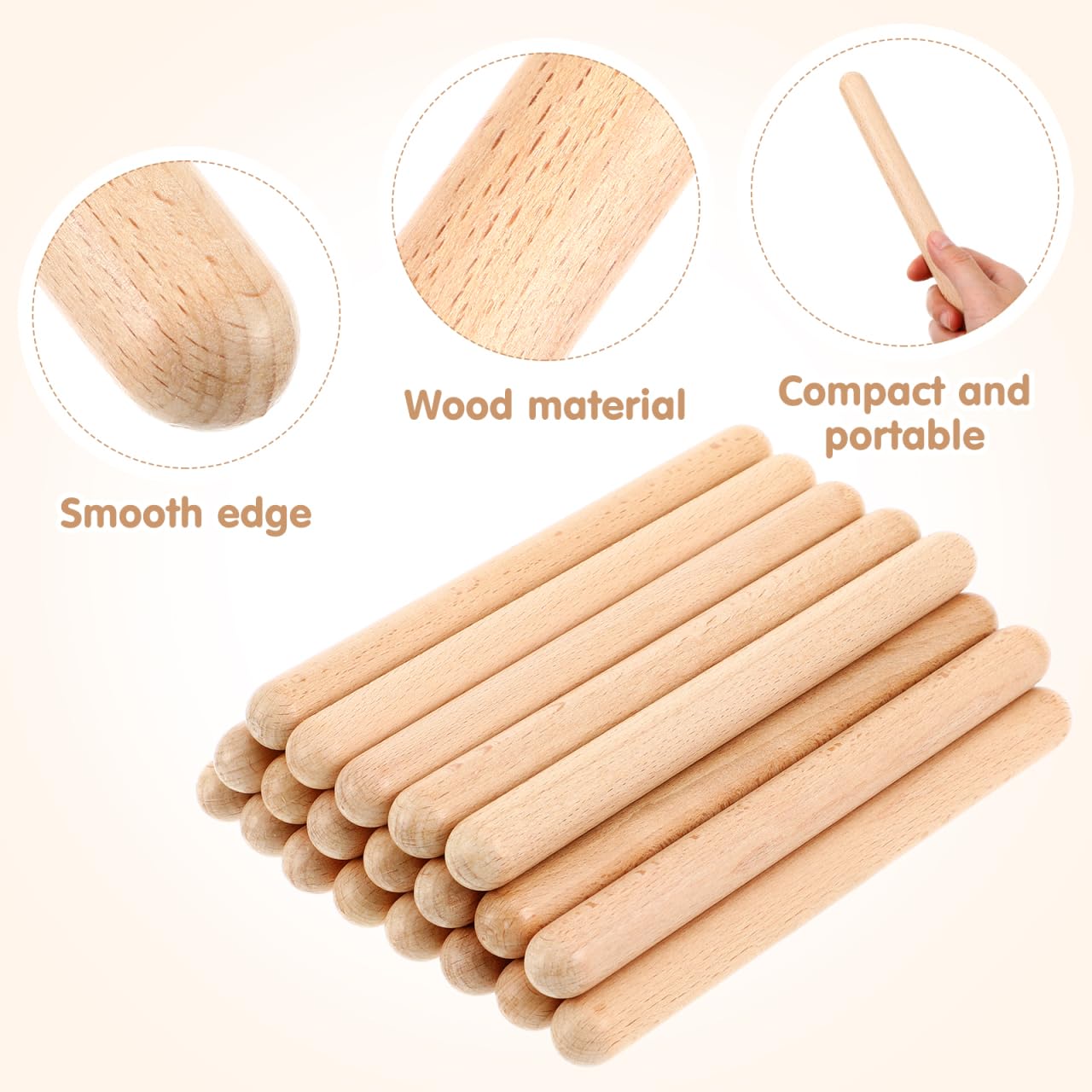 ibasenice Set di legnetti sonori 20 pezzi Orff Strumenti musicali, realizzati in pregiato legno naturale, adatti ai bambini, ideali per lezioni di musica all'asilo e attività di gruppo