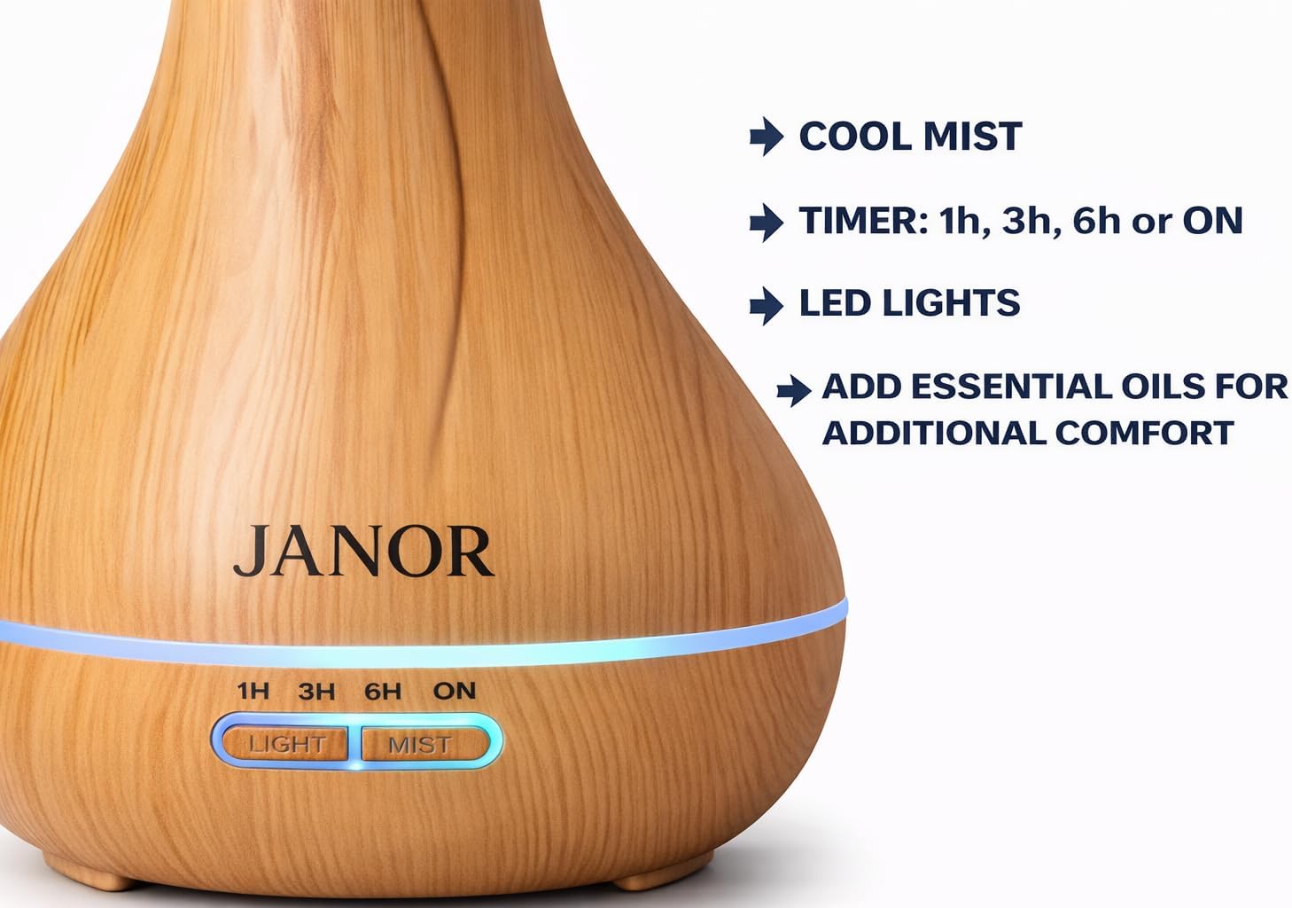 JANOR Cool Mist Humidifier with LED Lighting