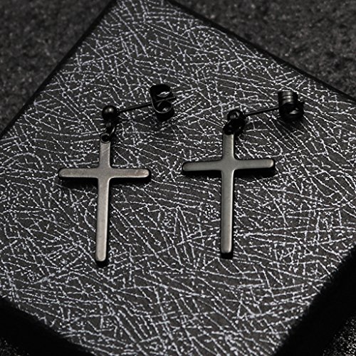 gazechimp Aço Inoxidável 316L Sólido Pequeno Crucifixo Cruz Dangle Brincos Mulheres Masculinas
