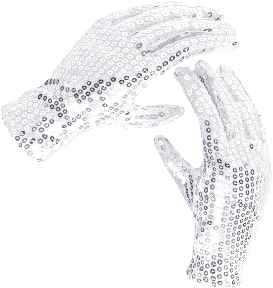 Adults Sparkling Sequin Dance Gloves Costume Halloween Glitter Short Gloves