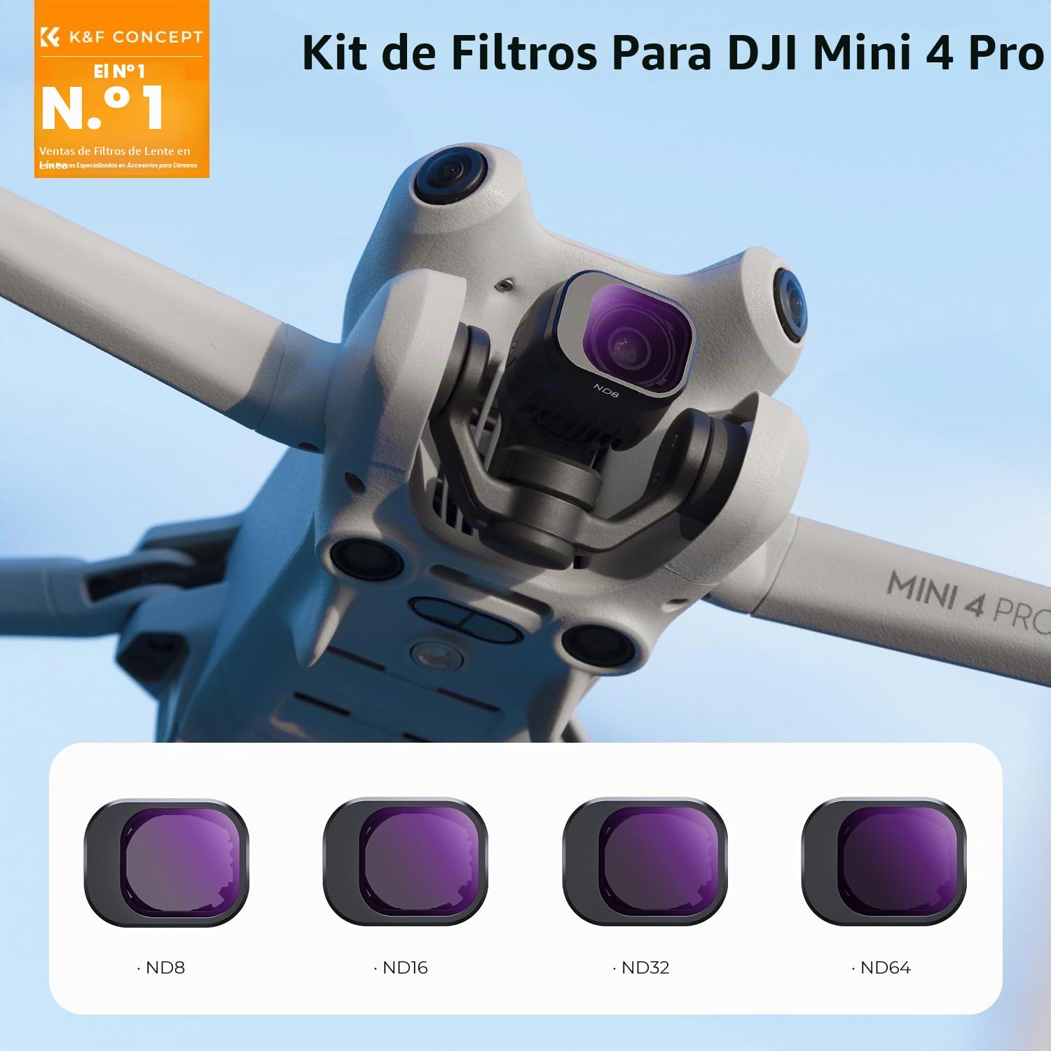 K&F Concept Mini 4 Pro ND Filtro Kit, Filtro ND8, ND16, ND32, ND64 Compatible con dji Mini 4 Pro con 28 Capas Nano Revestimiento