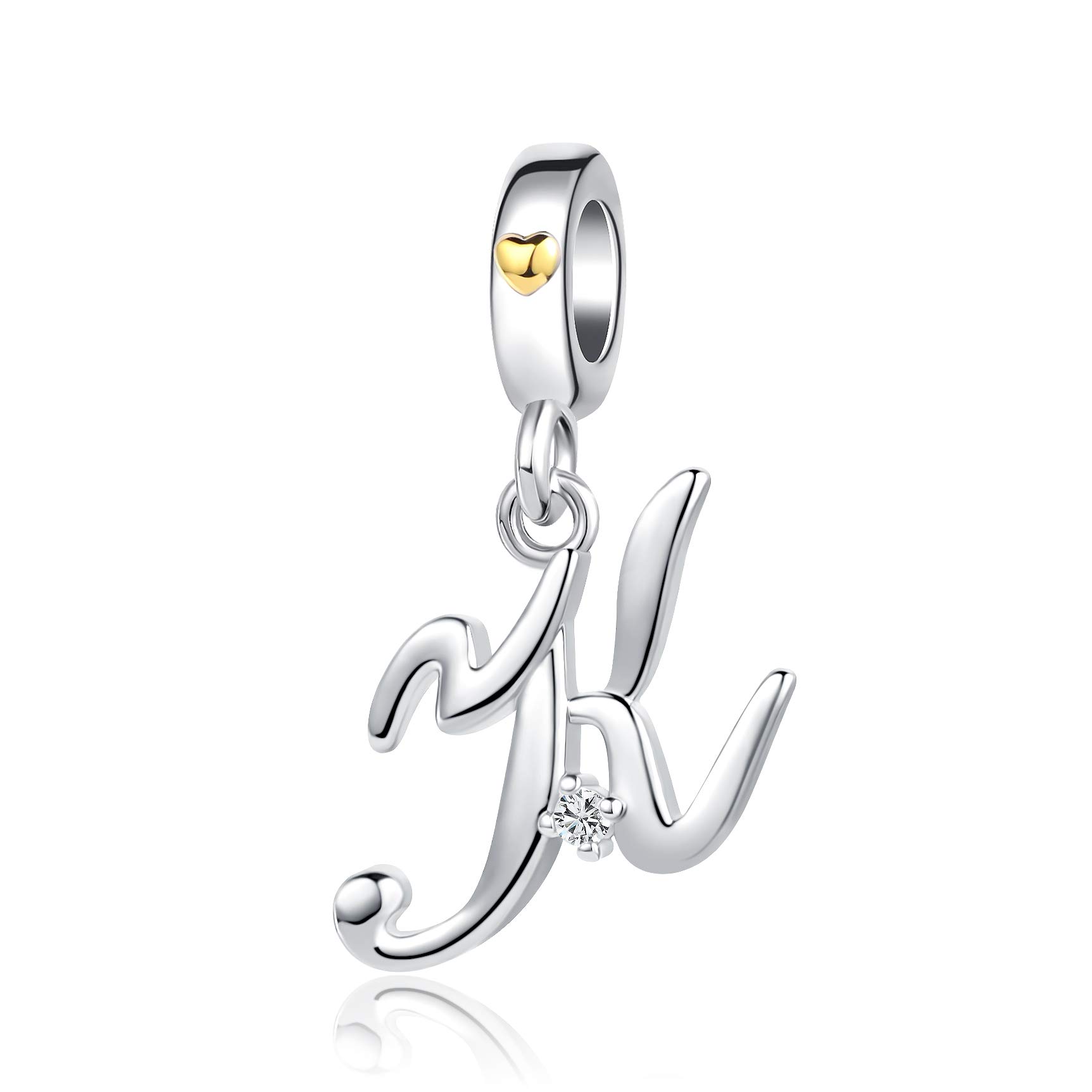 Silver Initial A-Z Letter Charm Compatible Pandora Charm Bracelets for Women Jewelry
