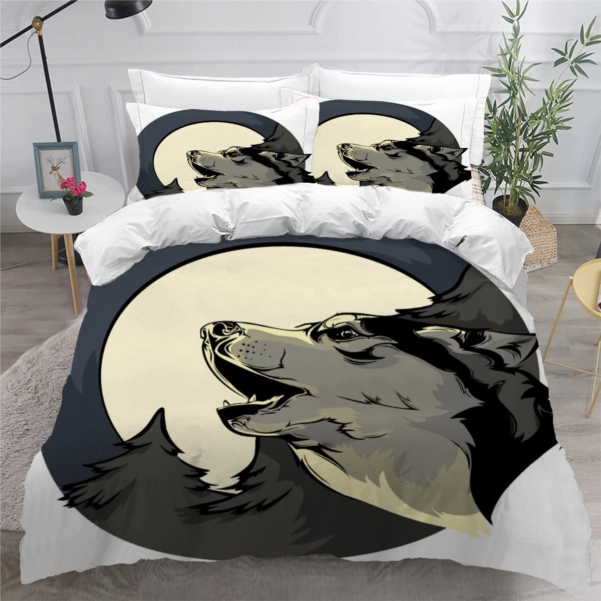 Housse de couette 140x200 loup parure de lit enfant 3D