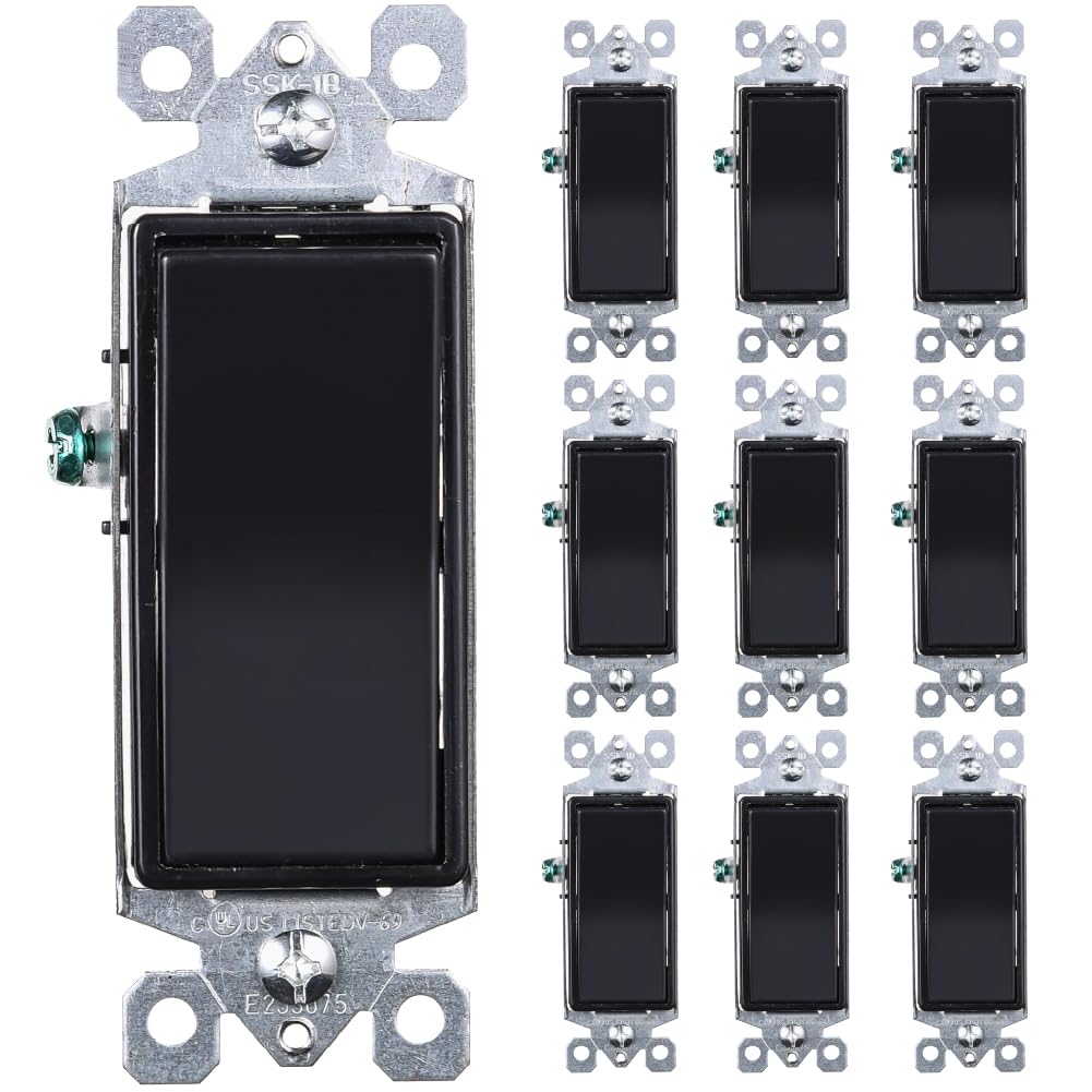 Faith [10-Pack] 3-Way Decorator Paddle Wall Light Switch, 15A 120