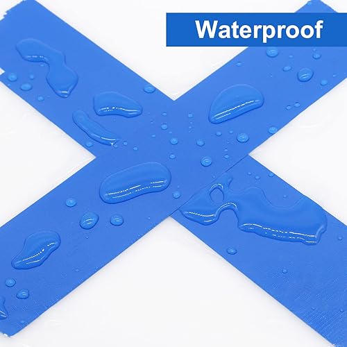 Miniatura 6 de Paquete de 2 cintas adhesivas azules resistentes, 0.354 in de grosor, 2 pulgadas x 30 yardas, fuerte resistencia industrial, flexible, sin residuos,