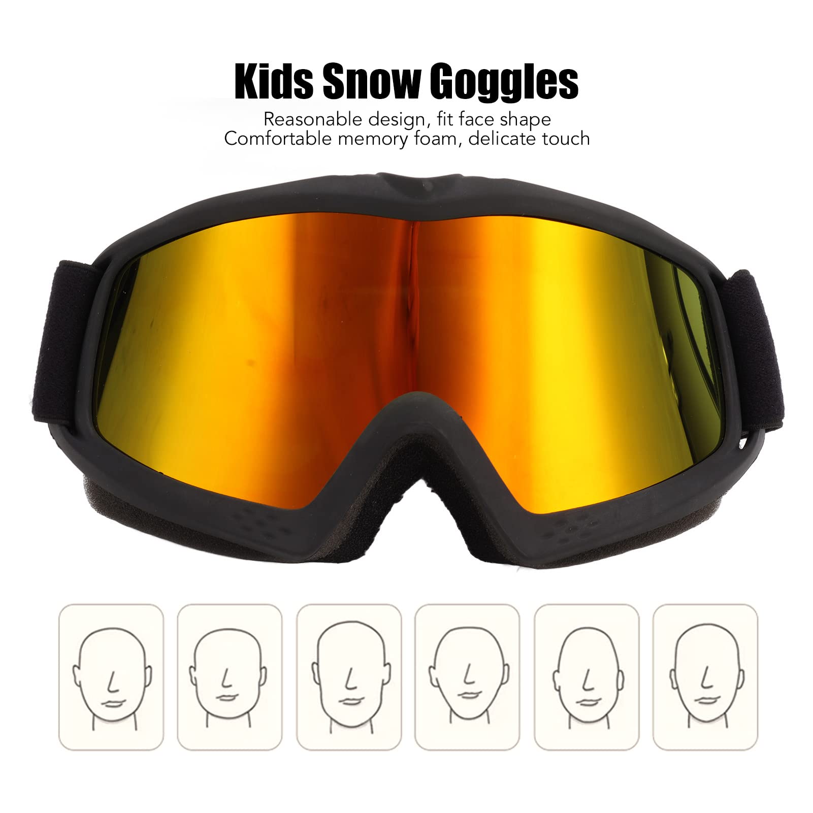 Lunettes de Ski pour Enfants, Verres à revêtement HD, Protection résistante aux Chocs, Lunettes de Ski résistantes aux Chocs, Conception pour Le Ski pour Enfants