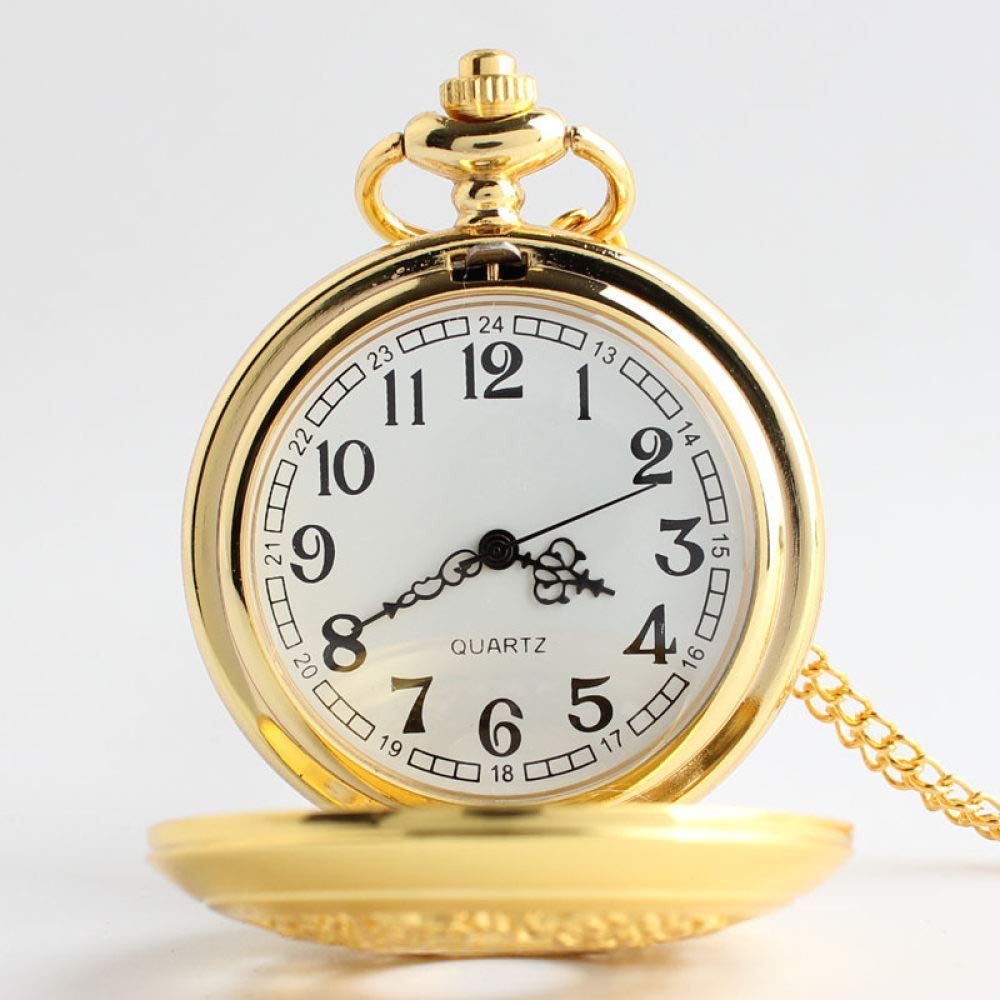 Jinpojun Orologio da Tasca con Catena, Orologio da Taschino Vintage per Uomo Donna, Compleanno, Anniversario, Giorno di Natale, Festa del Papà (Argento