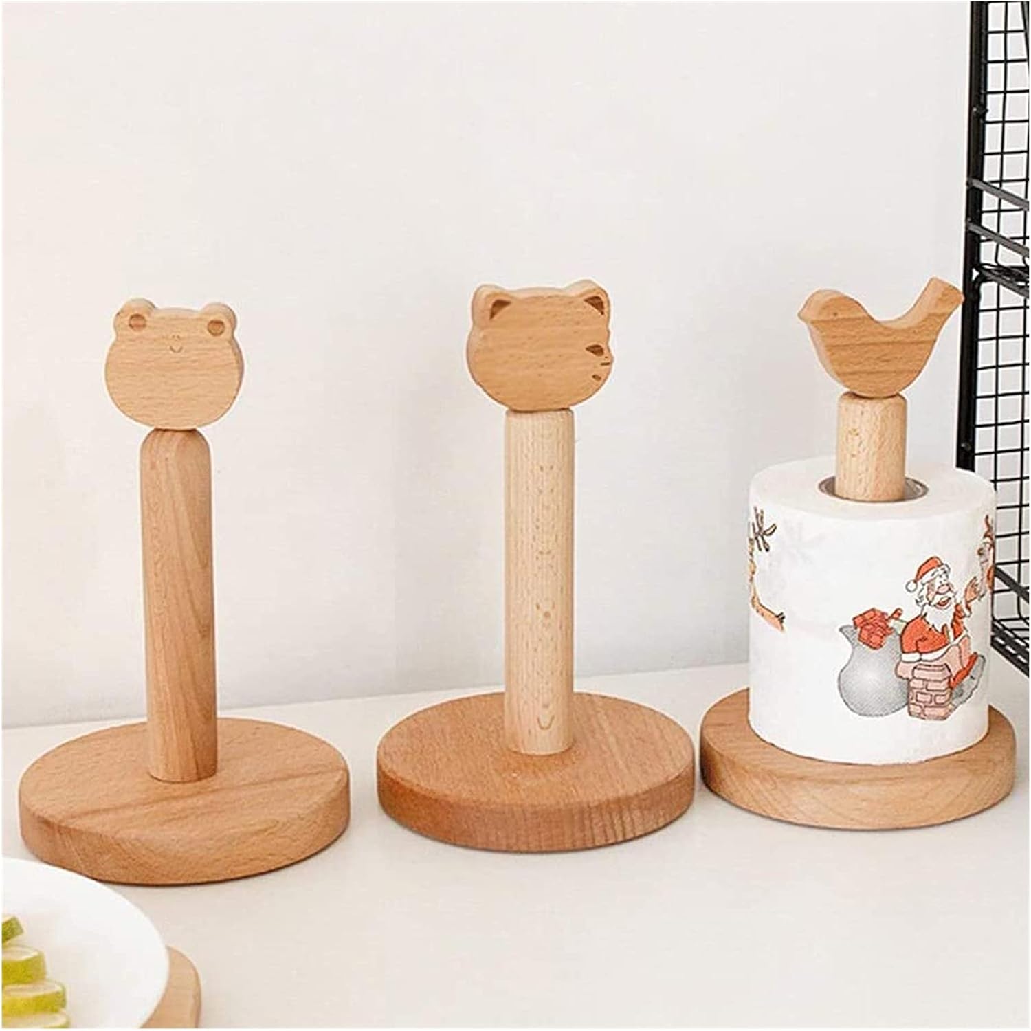 Free Standing Toilet Paper Holder Toilet Paper Holders Animal Tissue Holder Kitchen Bathroom Towel Roll Stand Countertop Wooden Paper Roll Holder Toilet Paper Holders (Color : A, Size : S)
