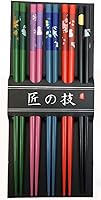 Vista 5 de JapanBargain 3644, palillos de bambú reutilizables japoneses chinos coreanos, palillos de madera, palillos para el cabello, 5 pares de regalo, aptos