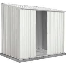 Absco EZI Slider 7 x 5 Metal Storage Shed, Surfmist | Galvanized Steel, Lockable Sliding Door, Weather & Wind Resistant, DIY Kit for Outdoor Backyard Garden,