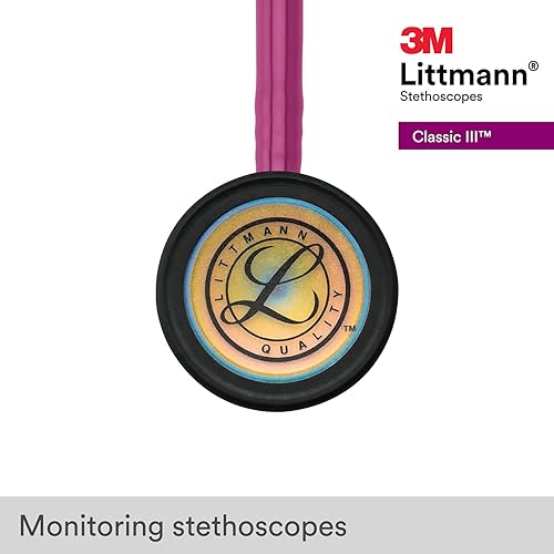 Miniatura 81 de 3M Littmann Classic III - Estetoscopio de monitoreo, acabado arco iris, tubo frambuesa, 27 pulgadas, 5806 Tubo de frambuesa
