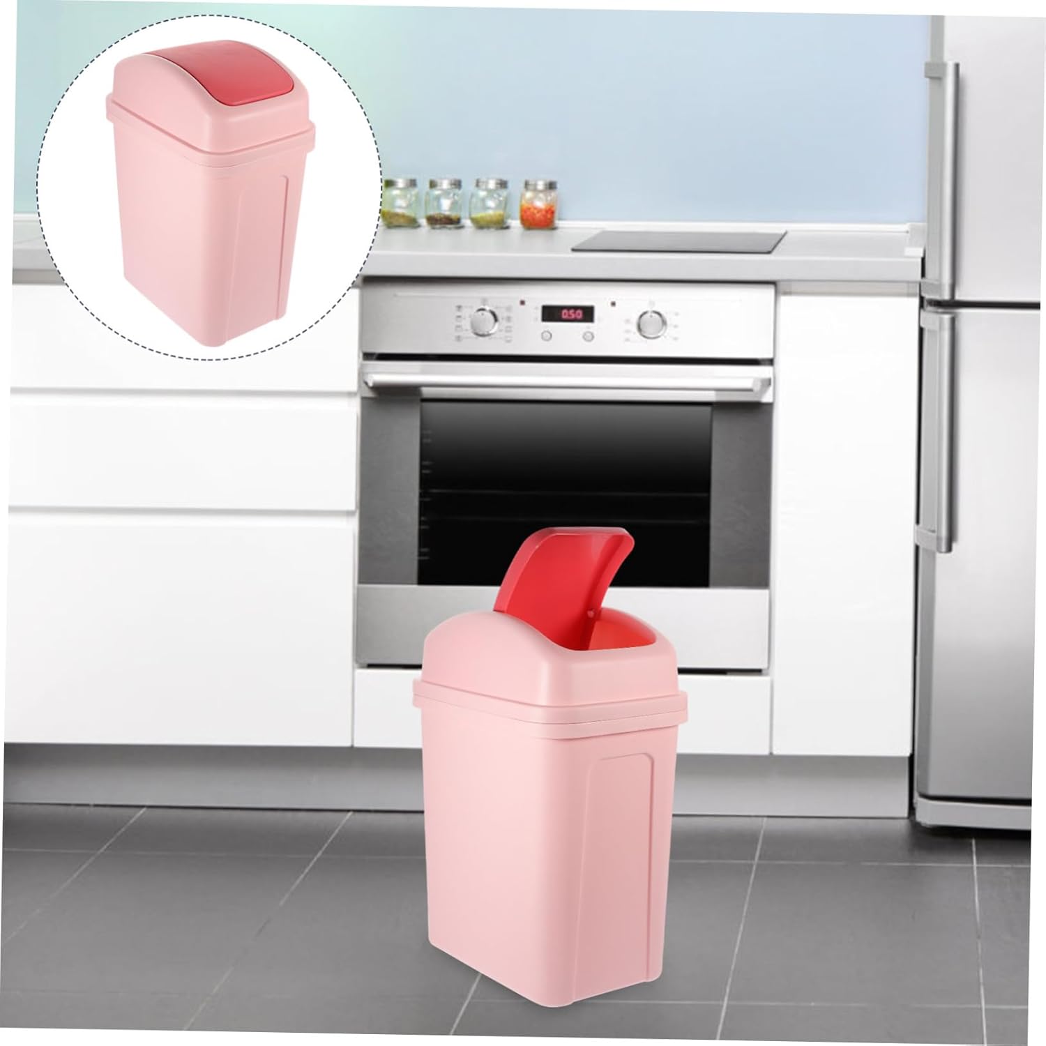 Large Capacity Household Trash Can Swing Lid Slim Design Plastic Garbage Bin for Kitchen Living Room and Office Use Efficient Waste Disposal