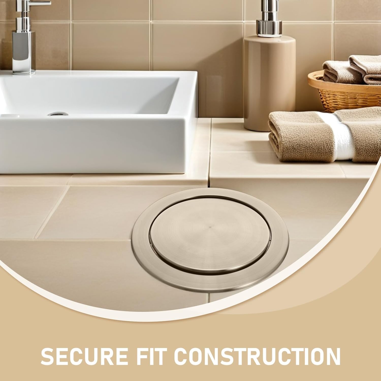 Healifty Stainless Steel Embedded Wastebasket Lid 430 Material round Swing Cover Concealed Trash Can Lid for Kitchen Sink and Home Recycling Waste Chute Replacement