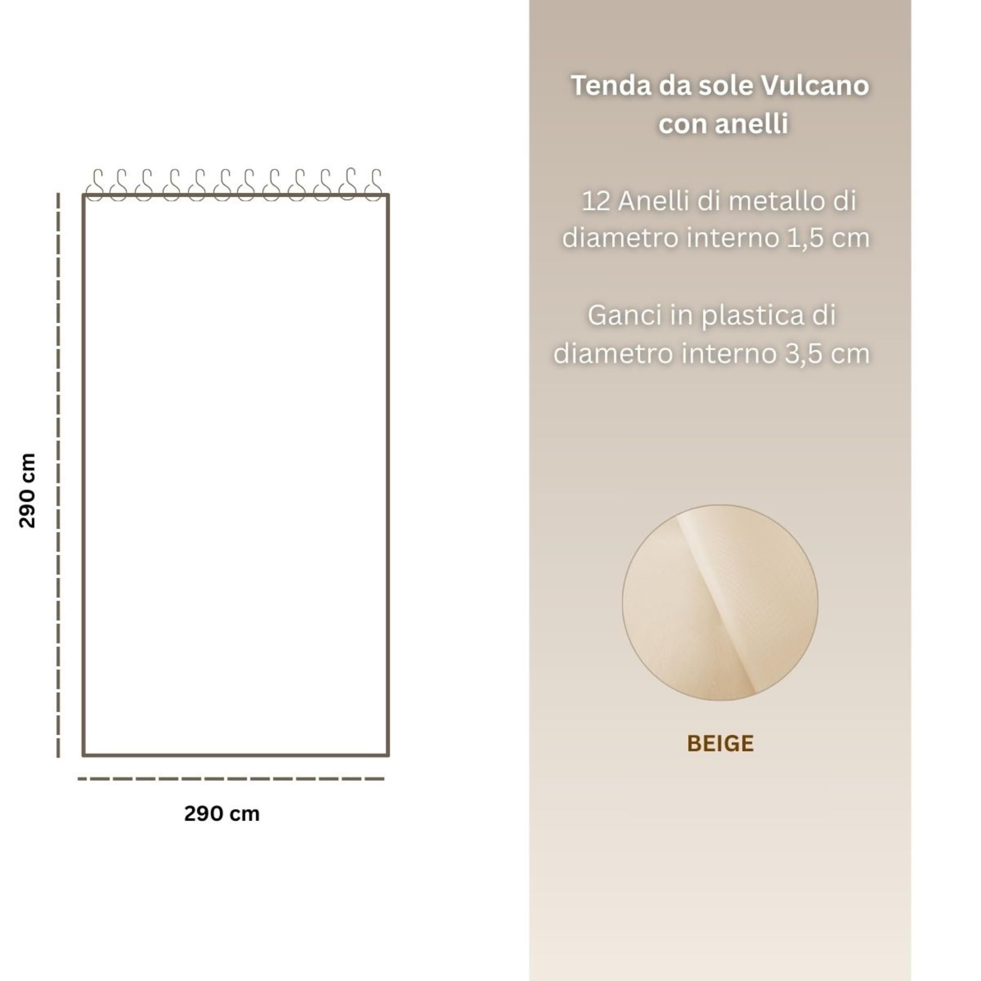 Caritex Tenda Da Sole per Esterno, Con Anelli, Tende da Sole per Balconi, 290x290 cm, Facile Montaggio, in Tessuto Duraturo e Resistente, Tinta Unita Beige, R116 Vulcano