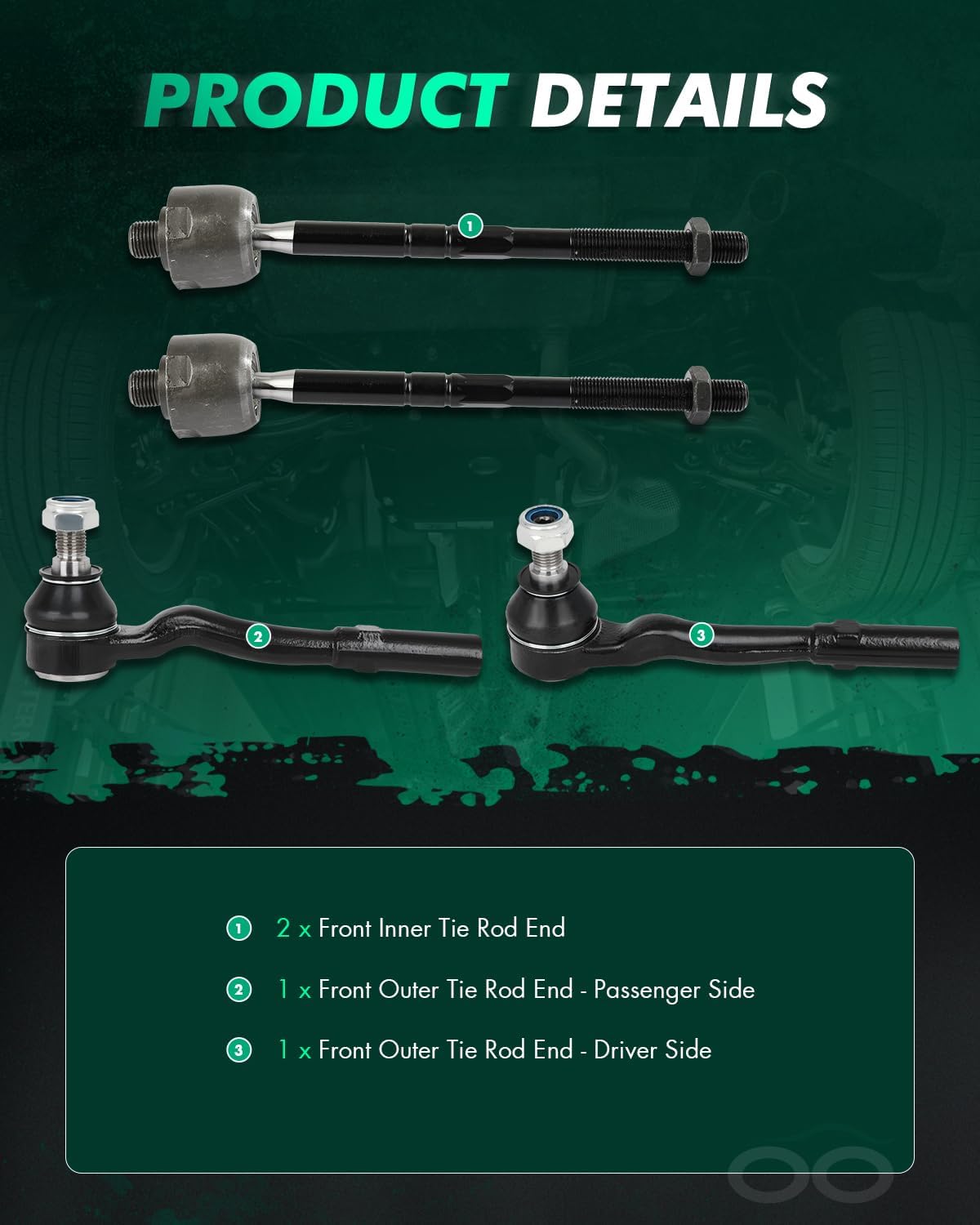 SCITOO 4pcs Front Suspension Kit Inner Outer Tie Rod End Fit 2006 For Benz CLS500 CLS55 AMG 2007-11 CLS550 CLS63 AMG 2003-09 E320 2006-09 E350 2003-06 E500 2004-06 E55 AMG 2007-09 E550 E63 AMG