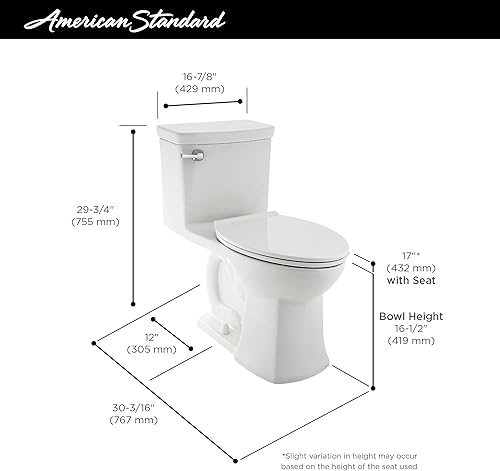 Miniatura 3 de American Standard 2922A104.020 Townsend Vormax - Inodoro alargado de altura derecha, color blanco