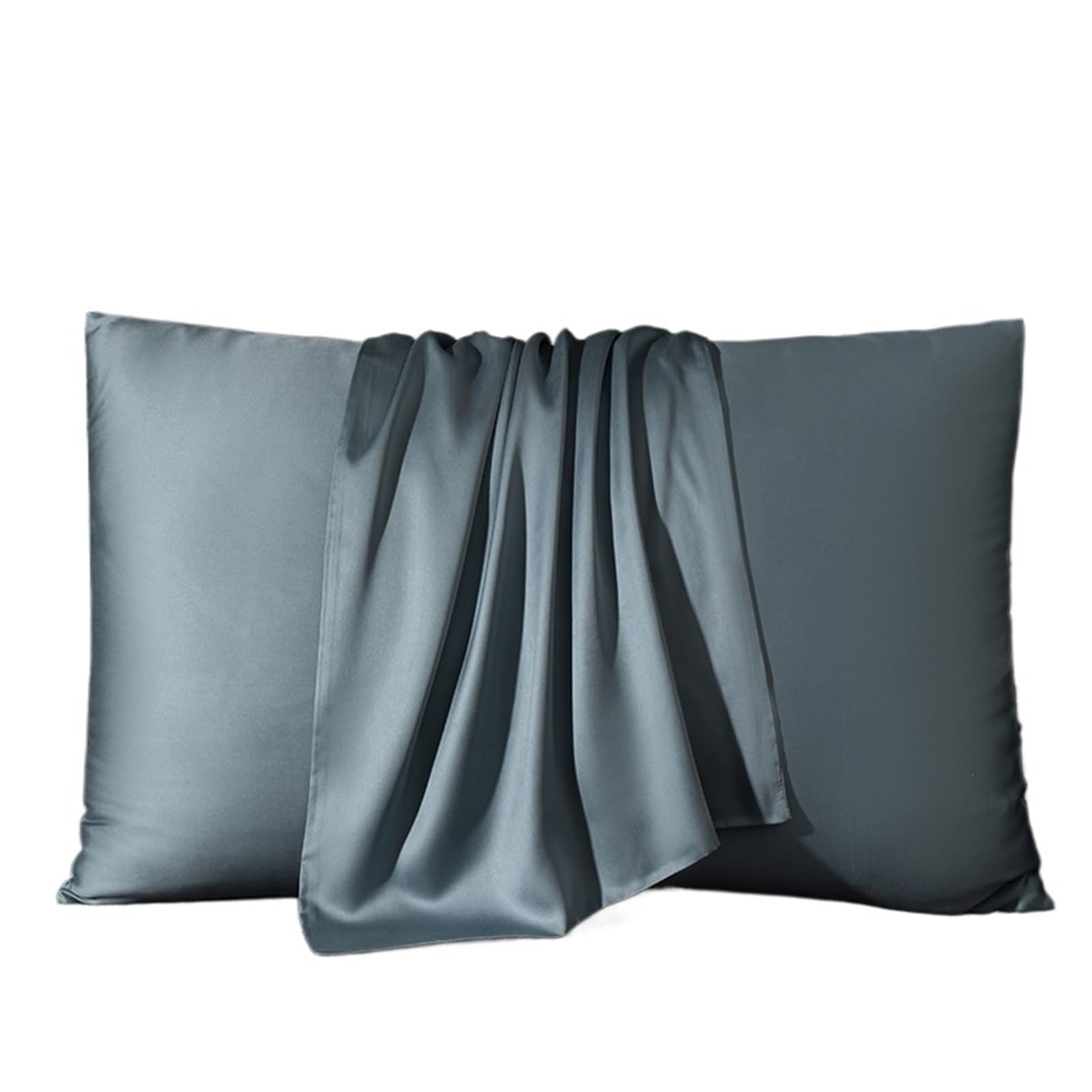 Silk pillowcase Silk Pillow Cover Pillowcase Solid Color Envelope Sleeping(Blue,50x90cm 1pc)
