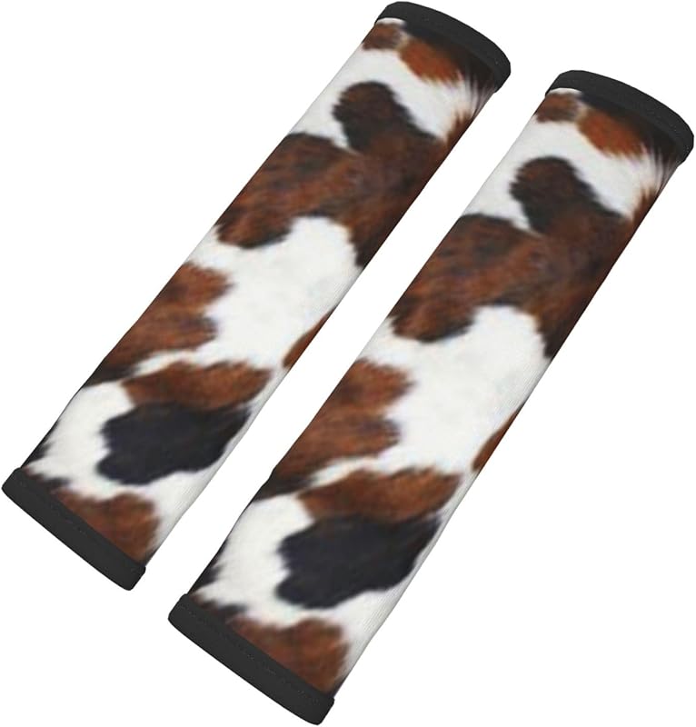 Capas para Cinto de Segurança com Estampa de Textura de Vaca em Neoprene – 2 unidades