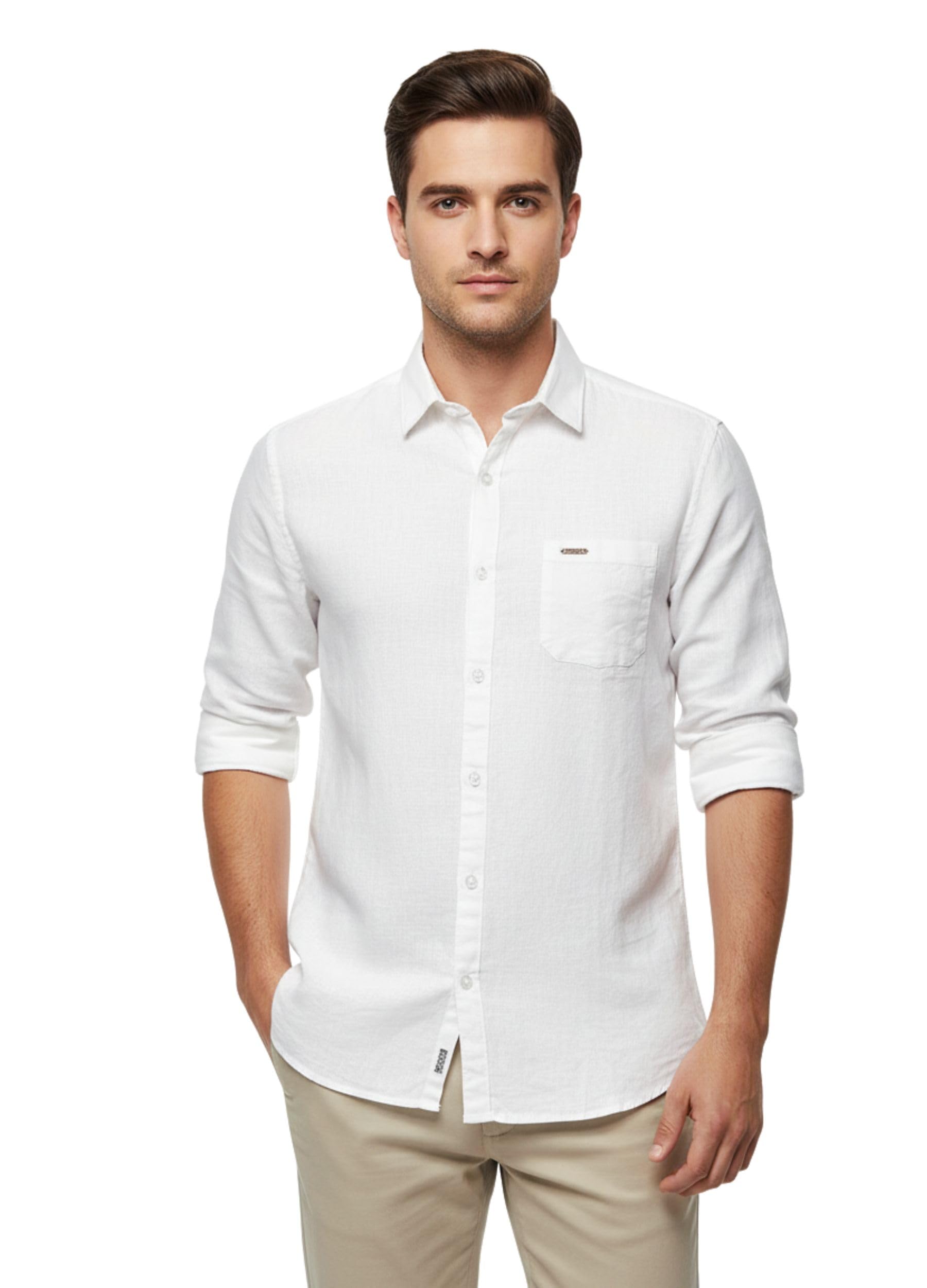 arvest Mens Plain Linen Full Sleeve Shirt with Button Closure and Front Pocket for Office Meetings Travel-picture-57