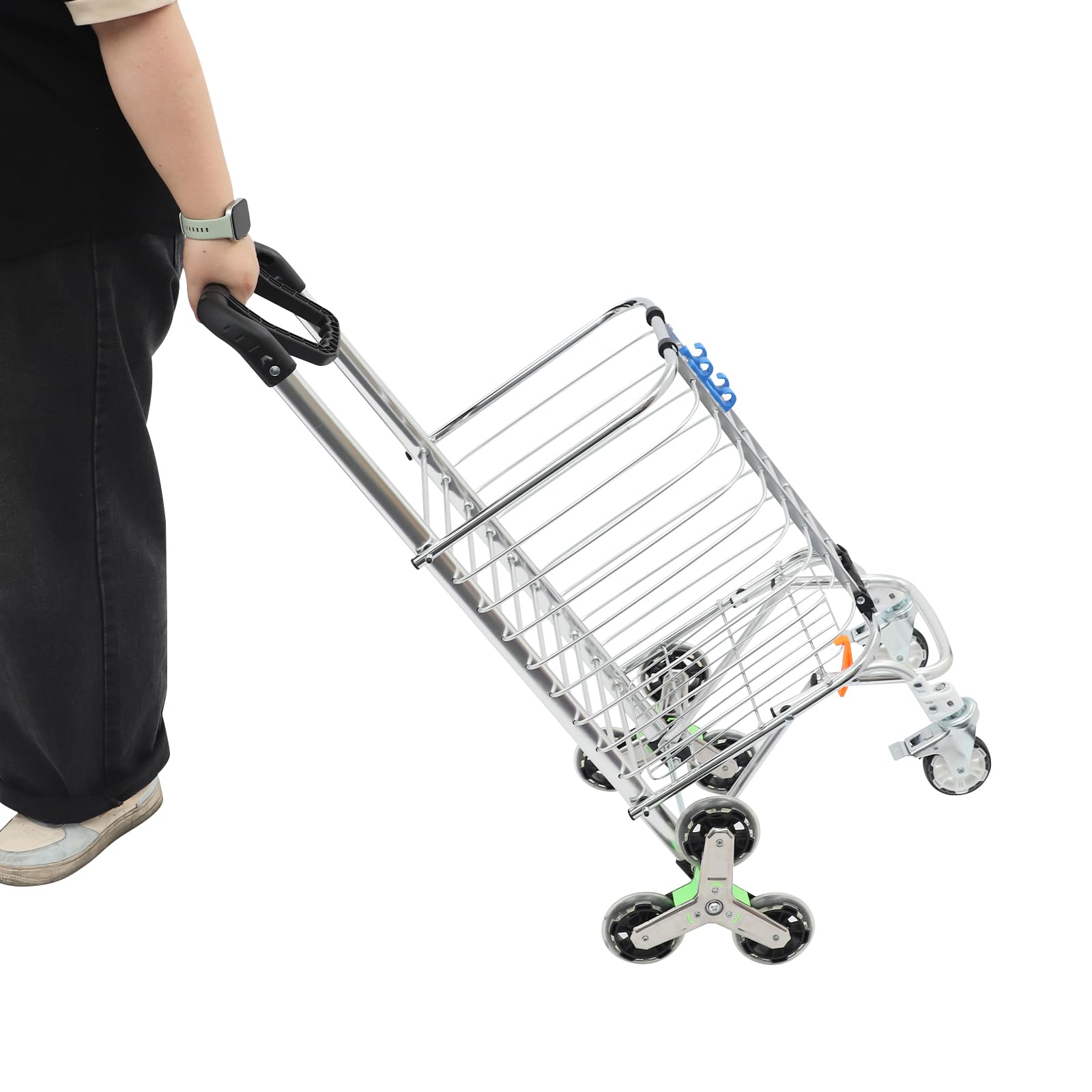 Wózek na zakupy z kółkami, składany wózek do wchodzenia po schodach, przenośny wózek transportowy ze zdejmowaną wodoodporną torbą, pojemność: 35 l / 7,7 g