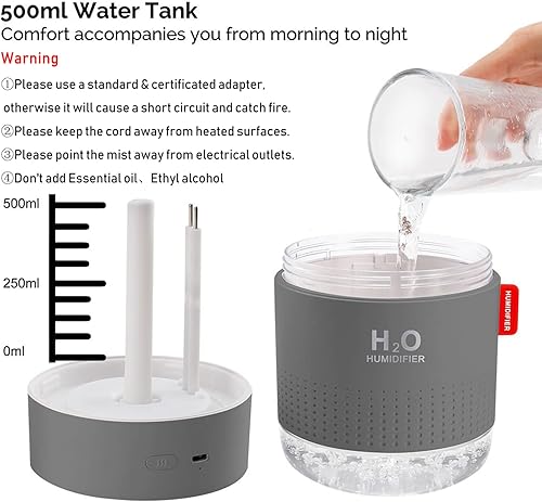 Miniatura 5 de Portable Mini Humidifier, 500ml Small Cool Mist Humidifier, USB Personal Desktop Humidifier for Baby Bedroom Travel Office Home, Auto Shut-Off, 2