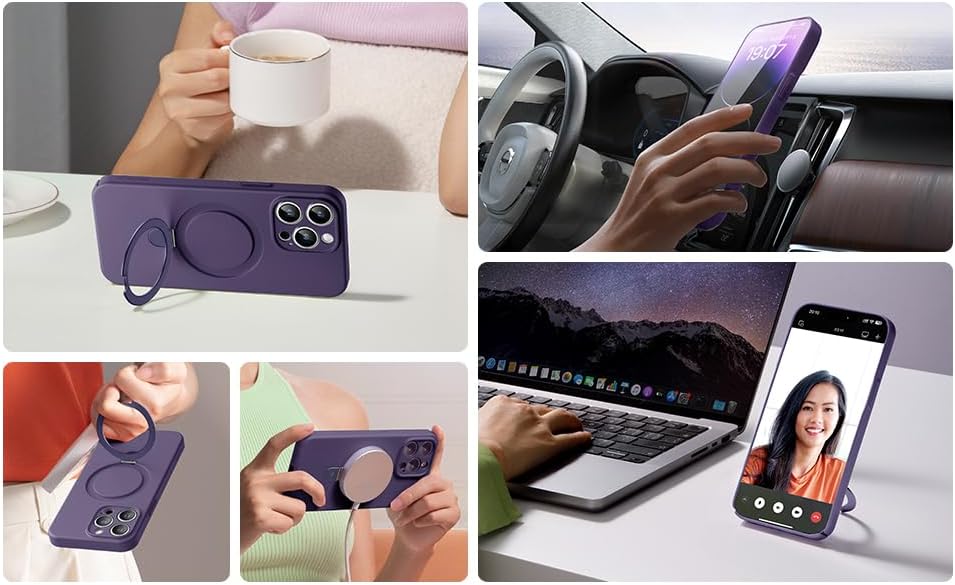 Miniatura 9 de Funda para iPhone 14 Pro Max con soporte magnético invisible protección militar contra caídas compatible con MagSafe antihuellas, interior de espuma