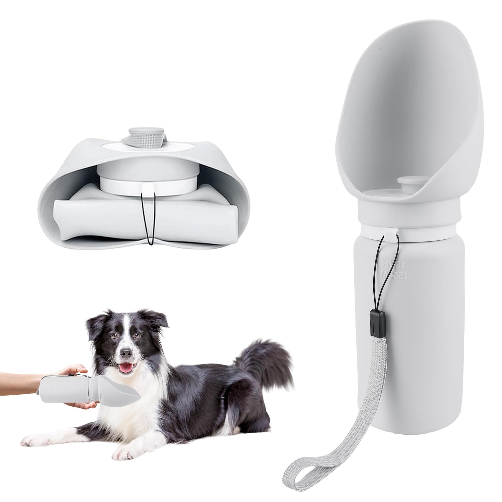 BYZESTY Botella para perros para viajes, botella para perros para viajes, 550 ml, plegable para perros, botella de agua para perros, botella de agua para perros y gatos, con densidad de fugas