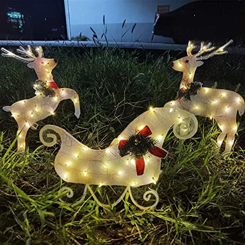 Lighted Christmas Decoration Deer - Light Up Christmas Decor Reindeer Family Set For Indoor Outdoor Front Yard Porch With Led Lights, Ground Stakes