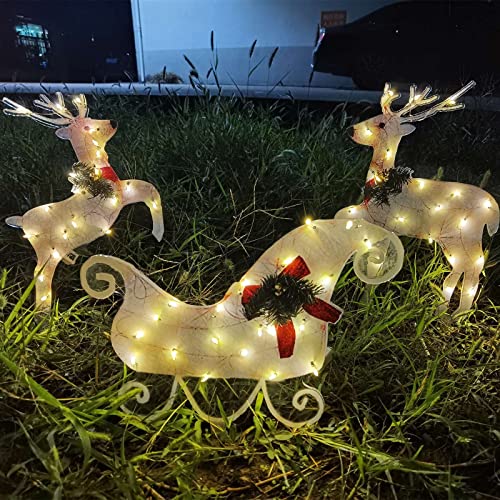 Lighted Christmas Decoration Deer - Light Up Christmas Decor Reindeer Family Set For Indoor Outdoor Front Yard Porch With Led Lights, Ground Stakes #TOP2