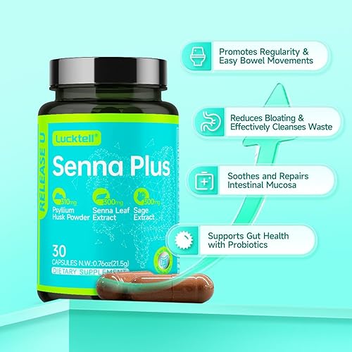 Miniatura 2 de LuckTell Senna Plus - Desintoxicación avanzada de limpieza intestinal para mujeres y hombres con Senna, apoya la salud intestinal con probióticos,