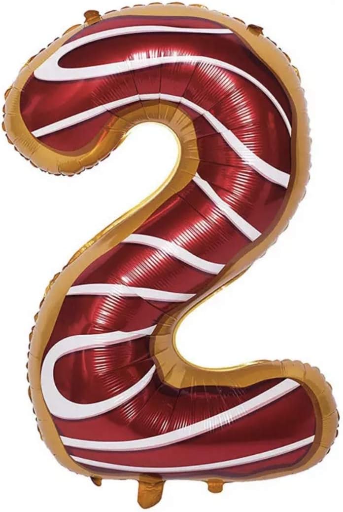 パーティーパーク ドーナッツ テーマ デザイン 数字 ナンバー アルミバルーン ガスなし ０ ９選べる 組み合わせ自由 約90 誕生日 誕生会 パーティー 飾り付け 2