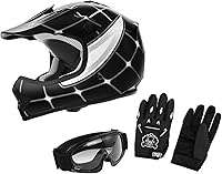 Vista 14 de XFMT - Juego de casco DOT con gafas y guantes para motocross, cuatrimoto y vehículos todoterreno para niños y jóvenes, diseño de araña roja, talla XL