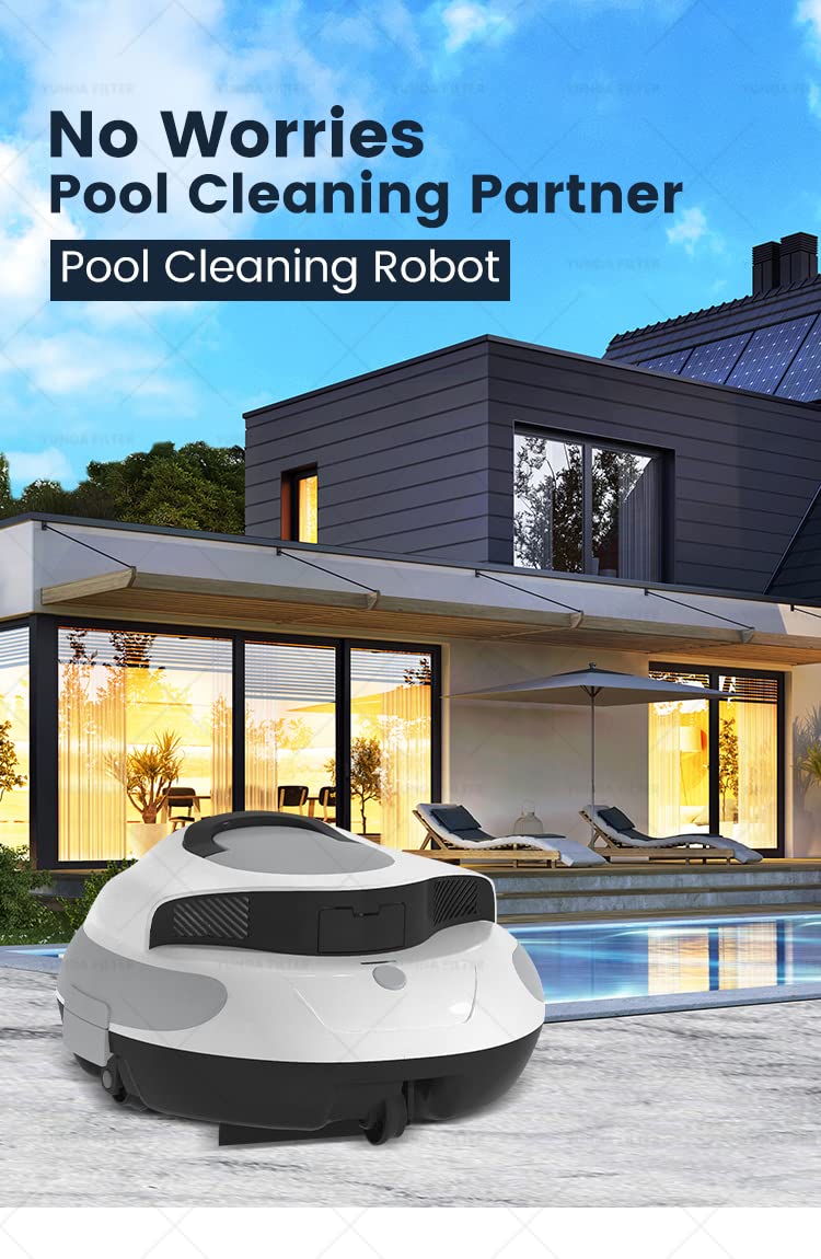 Bezprzewodowy robot do czyszczenia basenów, automatyczny odkurzacz do basenów Wodoodporny odkurzacz podwodny IPX8, akumulator 5000 mAh, automatyczne parkowanie, wskaźnik LED, do płaskich basenów naz