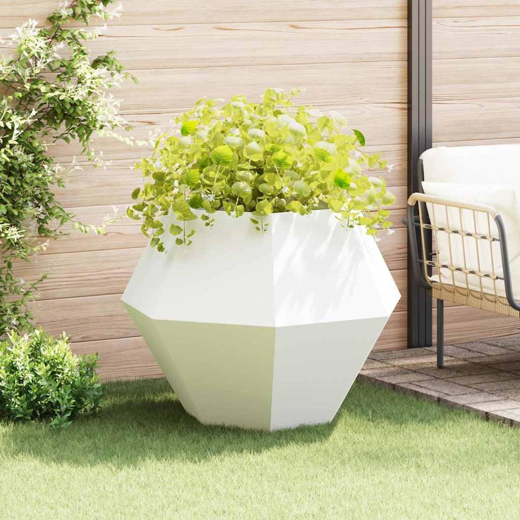 vidaXL Donica Biały 100 x 100 x 80 cm Stal, Donica zewnętrzna, wytrzymały pojemnik na rośliny, elegancka skrzynka, prostokątny zbiornik z stali