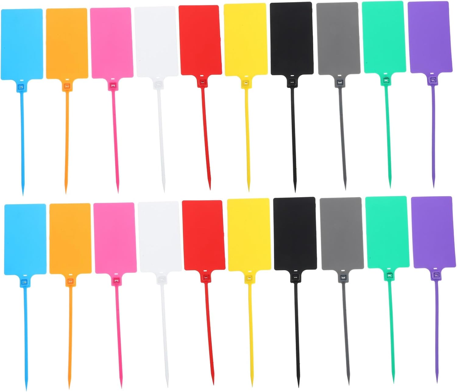 SECFOU 100pcs Mixed Color Plastic Shipping Labels with Cable, 5.8×100mm Sturdy Wire Tags for Industrial Packaging and Luggage Labeling Random Color