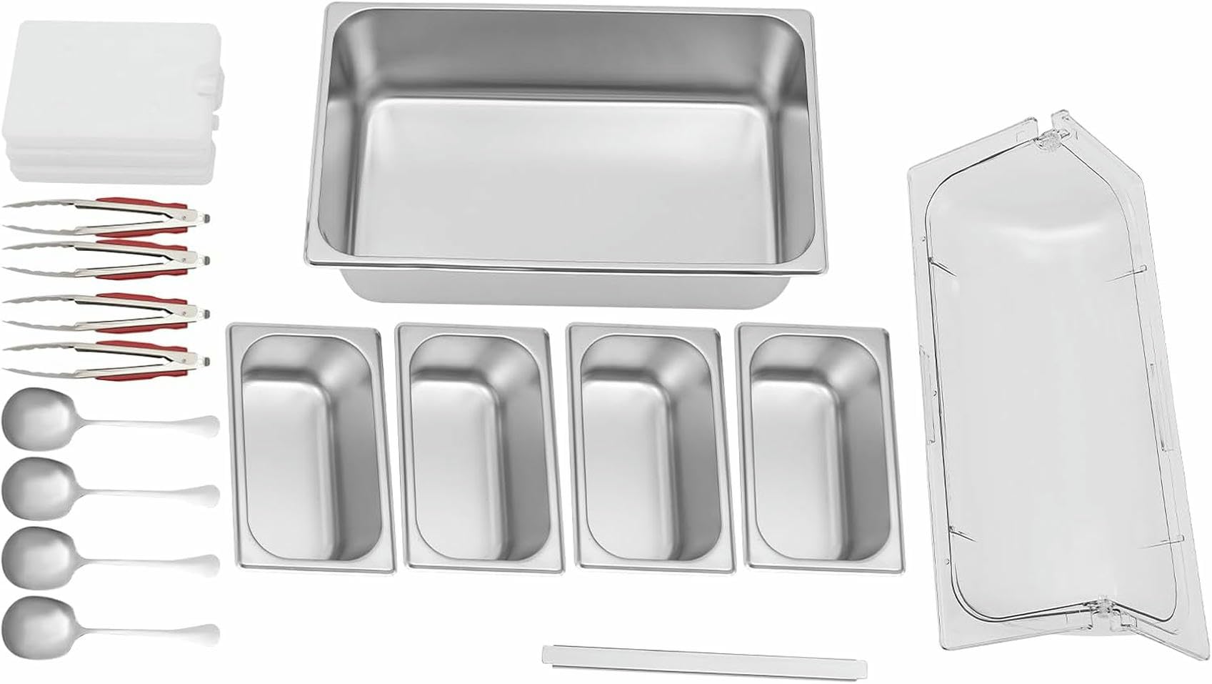 1 Set für Salatbar, Buffet-Station, Lebensmittel-Servierbehälter, Lebensmittel-Servierdisplay mit Deckel, kalte Speisen, Buffet-Servierer für Zuhause, Hotel, Einkaufszentrum~/