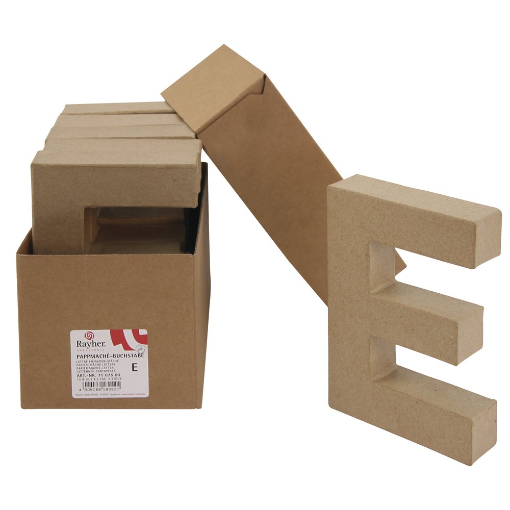 RAYHER 71774000 Pappmachã © Letter E FSC Recycled100%, 15x10,5x3 cm