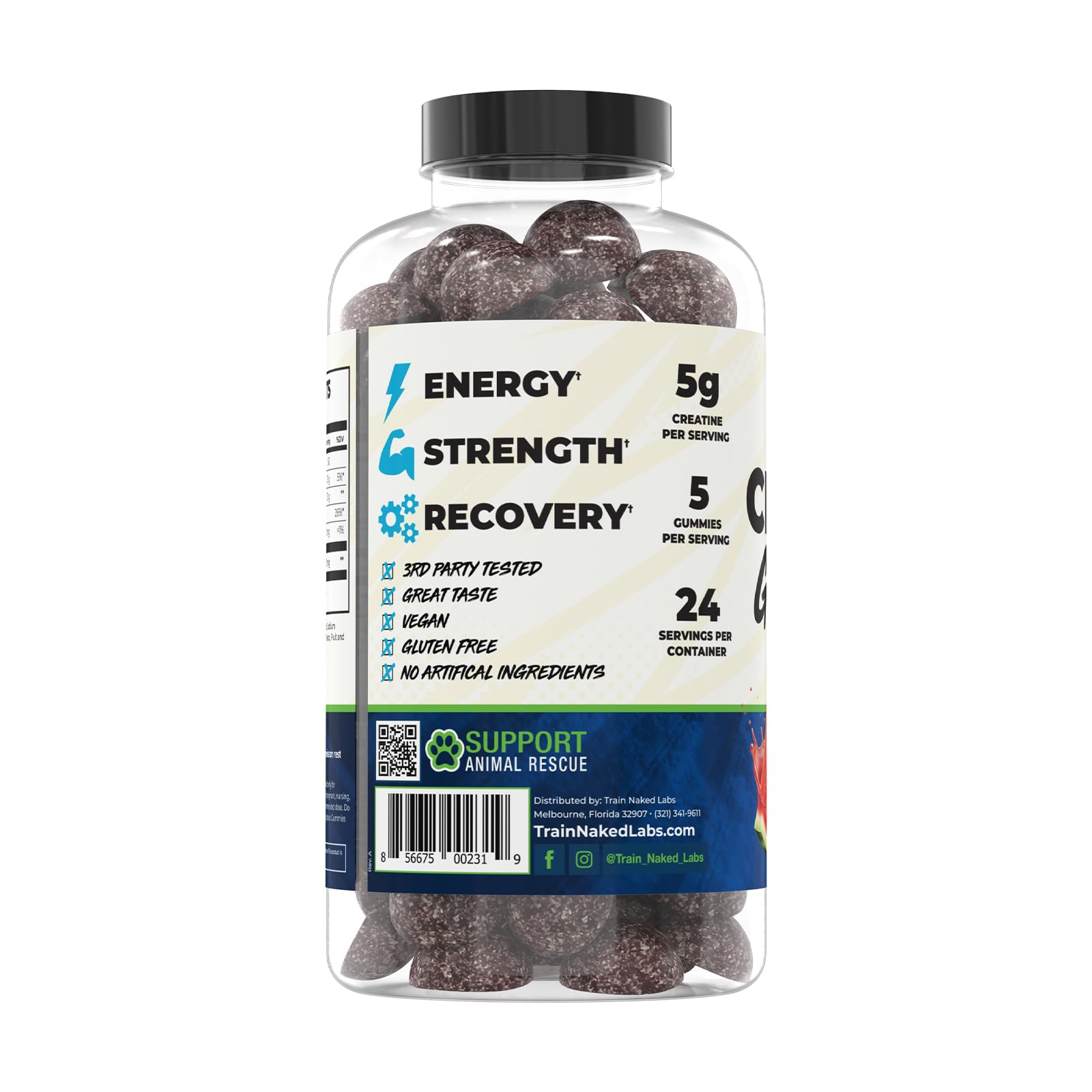 Amazon.com: Train Naked Labs Creatine Gummies, Melon Slice, 24
