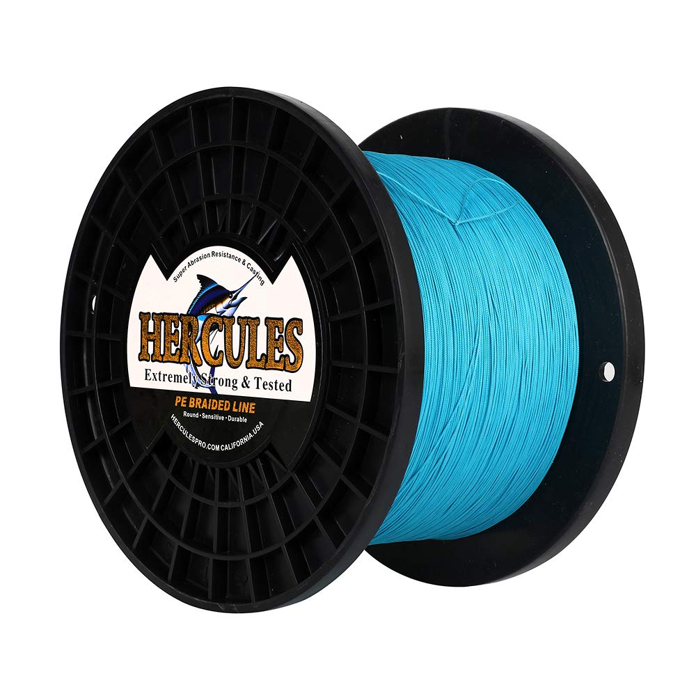 Hercules Braided Fishing Line 2000m 2187yds 10lbs-200lbs Pe Superline 8 Strands (Blue 200lb/90.7kg 0.75mm)