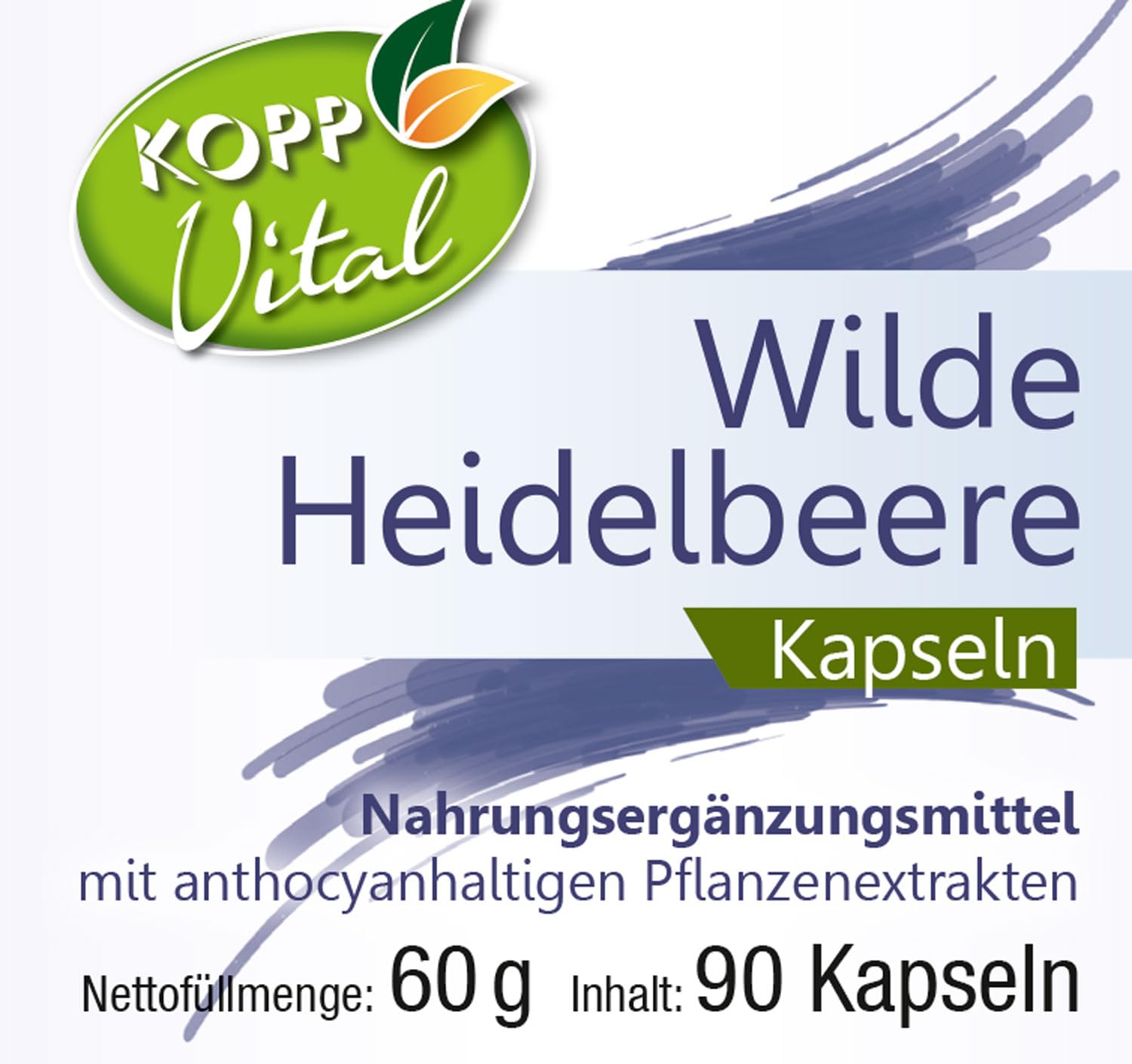 KOPP Vital® Wilde Heidelbeere Kapseln, 60 g, 90 Kapseln, Vegan | Heidelbeerfrucht-Extrakt, Nahrungsergänzungsmittel, Apothekenqualität