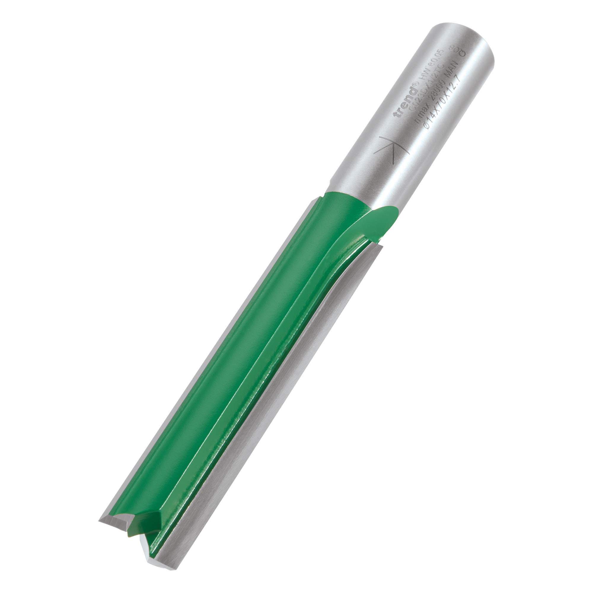 Trend CraftPro frez prosty dwupiórowy do frezarki górnowrzecionowej, trzpień 1/2 cala, średnica cięcia 14 mm, długość cięcia 70 mm, węglik spiekany (TCT), C023DX1/2TC
