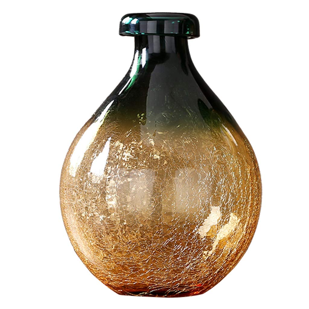 Vase en verre coloré pour meuble télé et arrangement de fleurs artificielles de salon