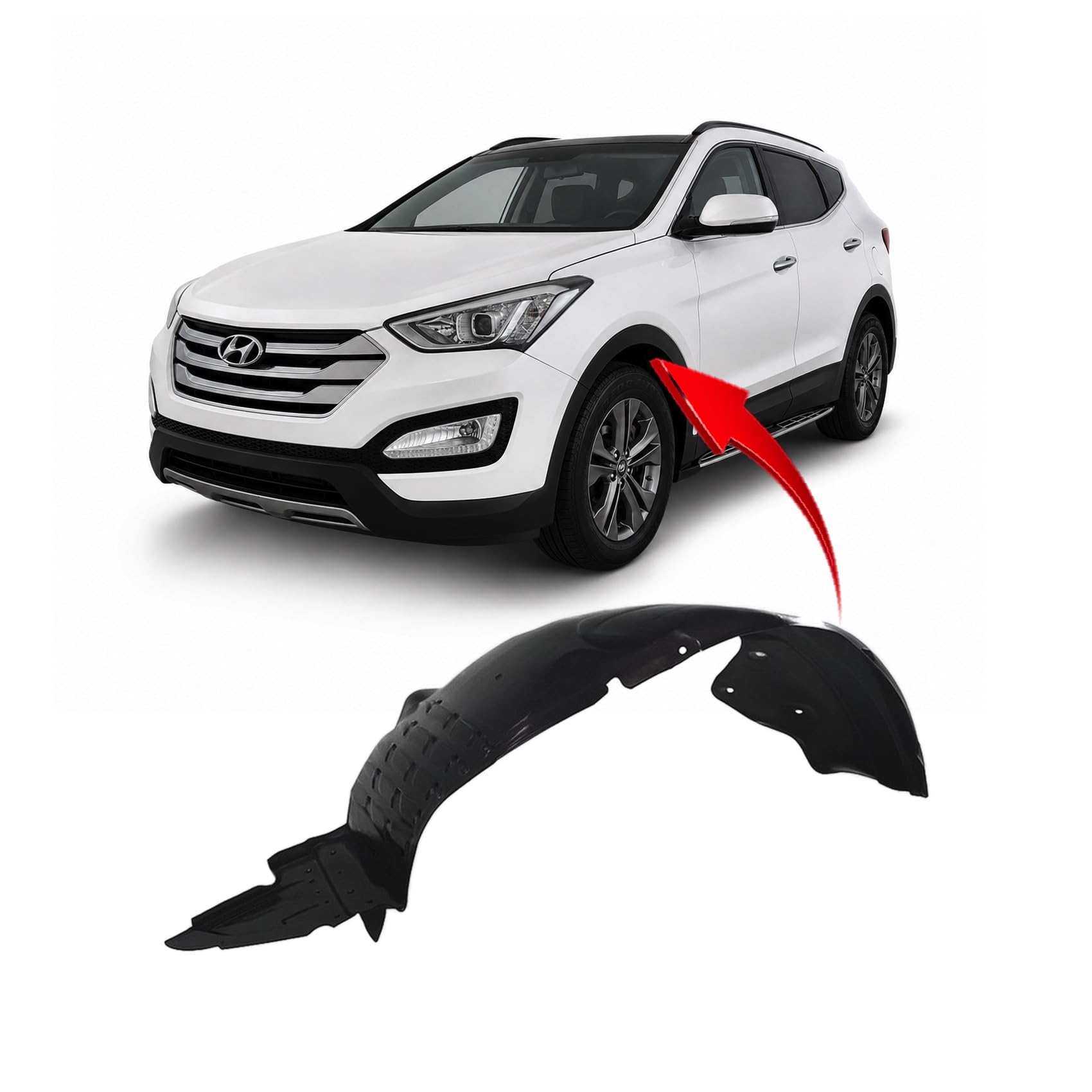 FitParts Compatible with Hyundai Santa Fe 2013–2016 Front Left Fender Liner