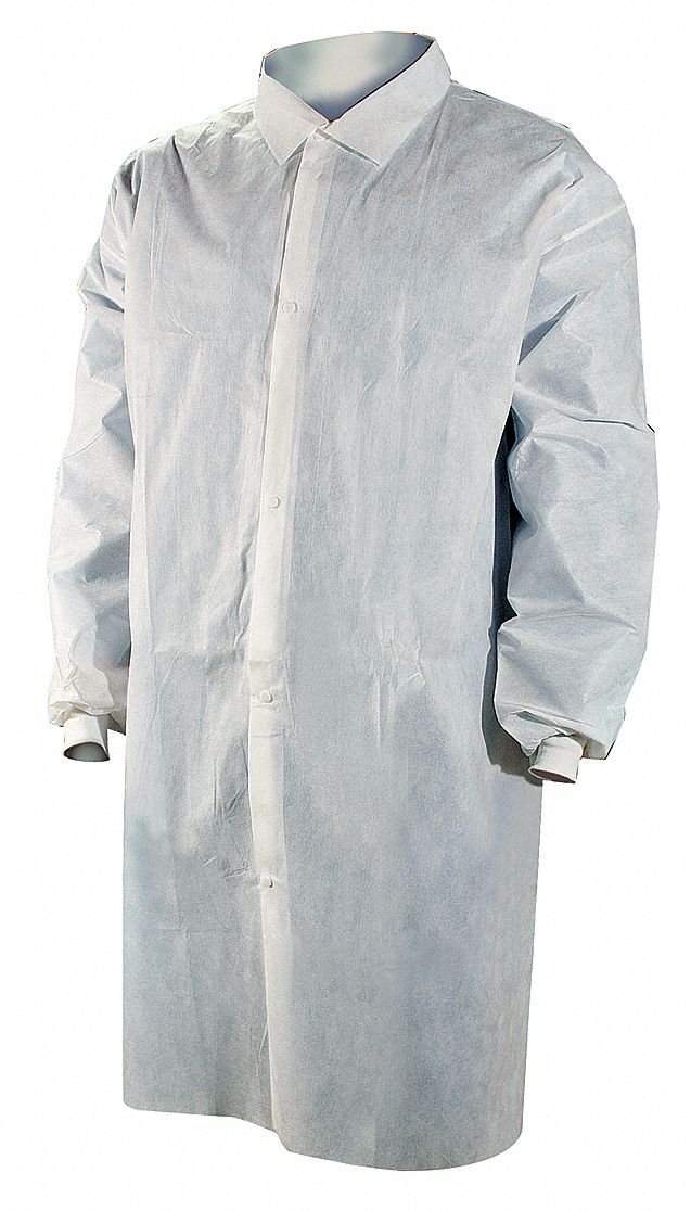 Disp Lab Coat, SMS, White, XL, PK25