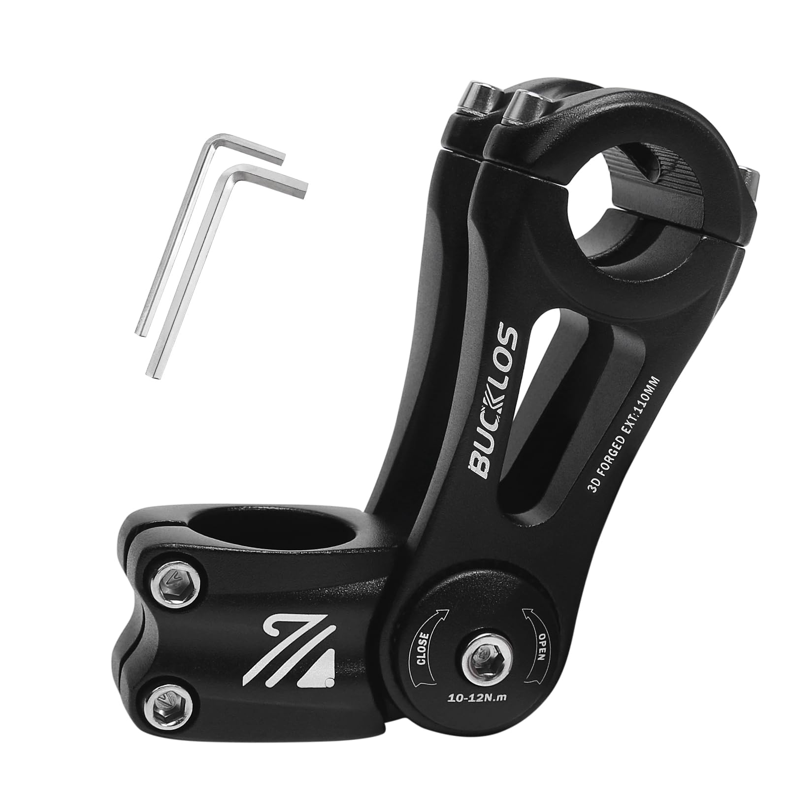 BUCKLOS Adjustable Bike Stem MTB 25.4mm 31.8mm 90/110/130/145mm 80 Degree Bike Stem Riser for Angle Adjustment, Bicycle Handlebar Extension for