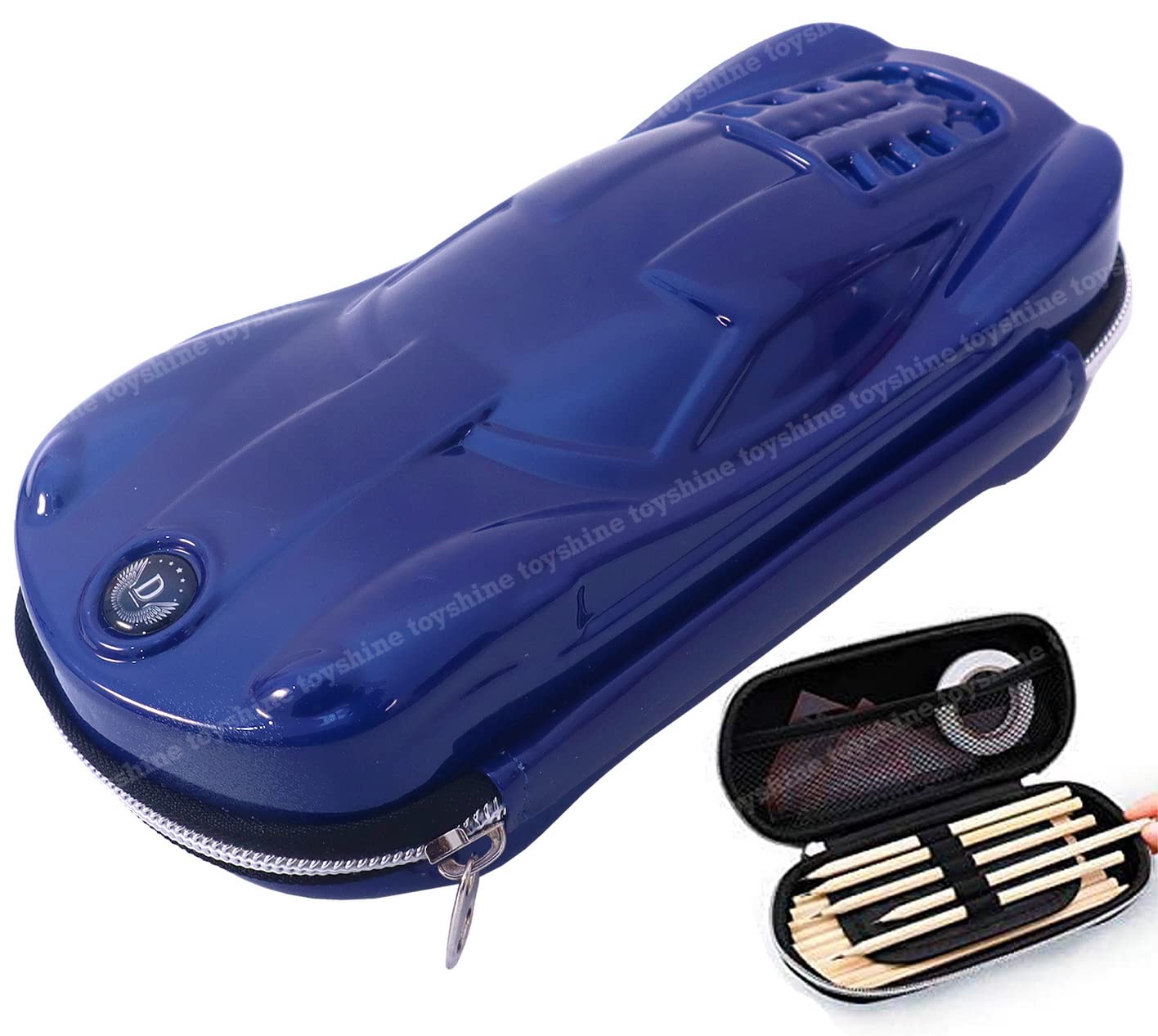 Toyshine Glaze Car Hardtop Pencil Case With Compartments - Kids Large Capacity School Supply Organizer Students Stationery Box - Girls Boys Pen Pouch- Blue - Ethylene Vinyl Acetate (EVA) (B0B74Y2ZQN) Amazon Price History, Amazon Price Tracker