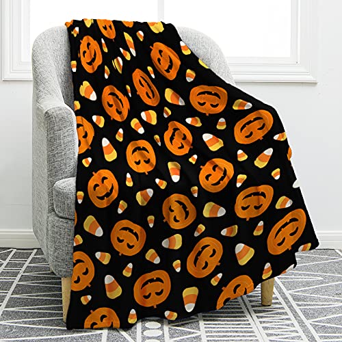 Jekeno Pumpkin Blanket Gifts for Women Kids Girls Mom Home Bedroom Living Room Mothers' Day Decor Soft Cozy Lightweight Halloween Fall Harvest Thanksgiving Plush Throw Blankets Black 50"x60"