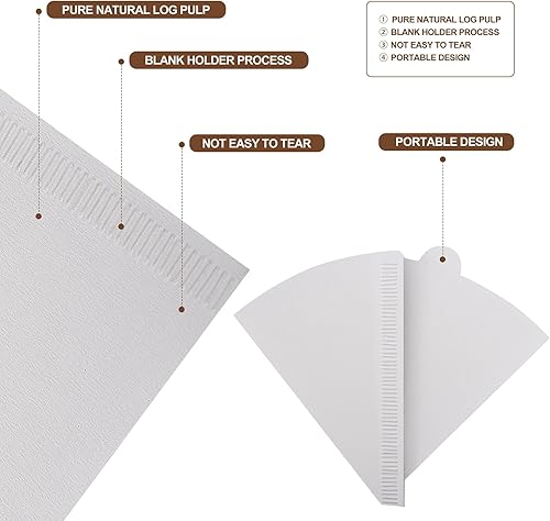 Miniatura 3 de Filtro de café de papel V60 Filtro de cono invertido de un solo uso Modelo 01 Blanco 100