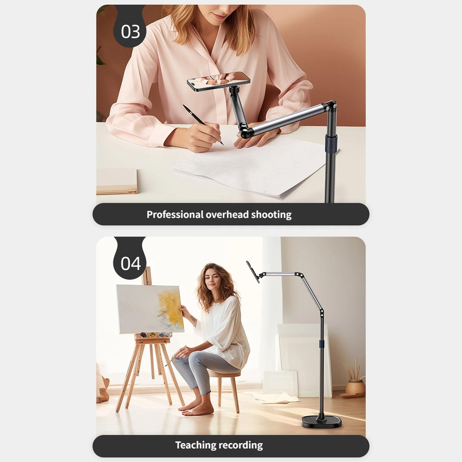 Supporto per smartphone per video con presa forte e rotazione liscia, supporto per telefono creativo