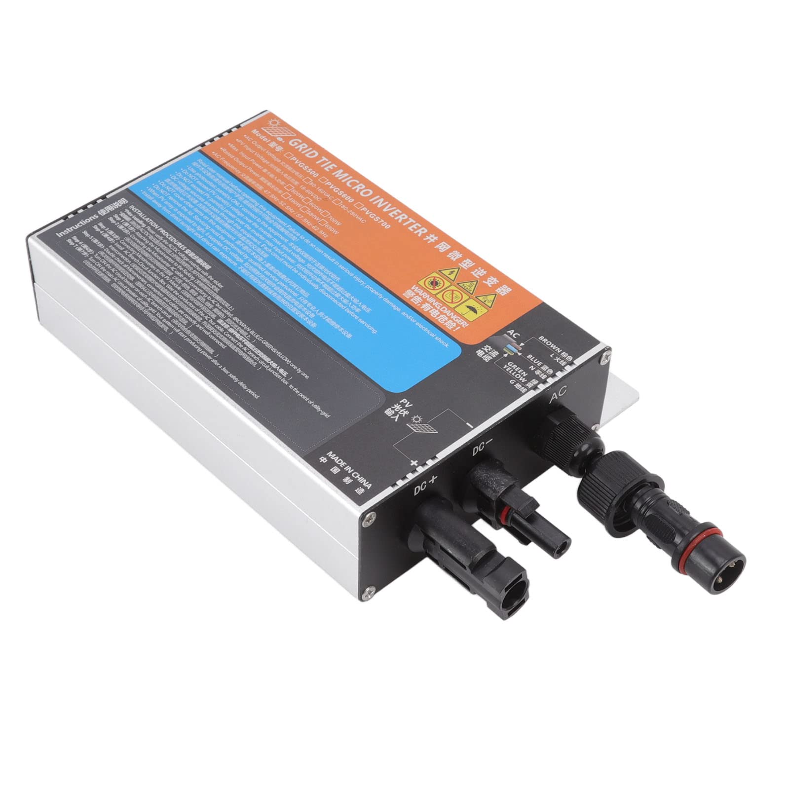Inwerter Sieciowy, Stop Aluminium 18–60 V Inwerter Solarny Stopień Ochrony Wyspowej Stopień Ochrony IP55 dla Domu (Generici4r0mh68kd-13)